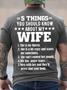 Men's 5 Things You Should Know About My Wife Funny Graphic Print Crew Neck Text Letters Casual T-shirt
