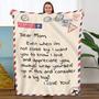 Letter Gifts for Mom Throw Blanket to My Mom from Daughter Son for Mom Birthday Christmas Soft Bed Flannel Blanket