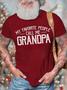 Men's My Favorite People Call Me Grandpa Funny Graphic Print Text Letters Casual Crew Neck T-shirt