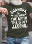 Men’s Grandpa The Man The Myth The Golf Legend Crew Neck Casual Regular Fit T-shirt