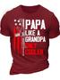 Men’s Papa Like A Grandpa Only Cooler Casual Text Letters T-shirt