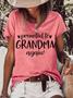 Women's Funny Word Grandma Simple Text Letters -blend Crew Neck T-shirt