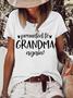 Women's Funny Word Grandma Simple Text Letters -blend Crew Neck T-shirt