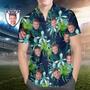 Custom Face And Text Hawaiian Shirt Printed Hawaiian Shirt for Fans Personalized Gift For Fans Leaves & Petal