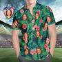 Custom Face and Text Printed Hawaiian Shirt Gift For Fans Red Flowers Design