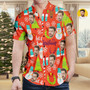 Custom Face Hawaiian Shirt Funny Snowman Red Christmas Hawaiian Shirt Gift for Him