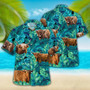 Highland Cattle Lovers Hawaiian Shirt, Animal Hawaiian shirt vintage flower, Short Sleeve Hawaiian Aloha Shirt for men, Women