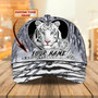 Personalized White Tiger Baseball Cap for Boyfriend, Tiger Art Hat for Tiger Lovers Hat