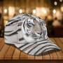 Personalized White Tiger Baseball Cap for Boyfriend, Tiger Art Hat for Tiger Lovers Hat