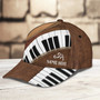 Personalized Wooden Piano Classic Cap for Him, Leather Pattern Piano Hat for Boyfriend Birthday Hat