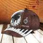 Personalized Wooden Piano Classic Cap for Him, Leather Pattern Piano Hat for Boyfriend Birthday Hat