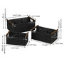 Black Rectangular Wicker Basket with Wood Handles Rustic Home Decoration Set of 3