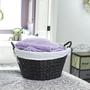 Black Round Wicker Laundry Basket Hamper With Liner Product Household Essentials