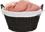 Black Round Wicker Laundry Basket Hamper With Liner Product Household Essentials