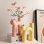 Cat Ceramic Vase, Cute Tubular Yellow Cat, Living Room Home Decor 8.3 inch