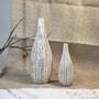 Ceramic Carved Vase Boho Home Decor, Textured Bud Fluted Vase, Living Room Decor, Small