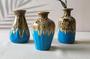 Ceramic Vase Set Of 3, Flambe Glazed Mini Vases, Unique Modern Small Flower Vases For Home Decor, Brown Blue
