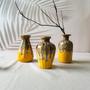 Ceramic Vase Set Of 3, Flambe Glazed Mini Vases, Unique Modern Small Flower Vases Home Living Decor Rustic Farmhouse, Brown Mustard
