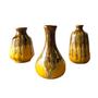 Ceramic Vase Set Of 3, Flambe Glazed Vases, Small Flower Vases For Rustic Farmhouse Mantel Entryway Table, Brown Mustard