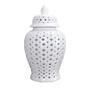 White Ceramic Vase With Lid Storage Jar Living Room Modern Farmhouse Home Decor 