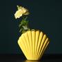 Coral Yellow Ceramic Vase, Boho Home Decoration, Seashell Shape, Living Room Decor