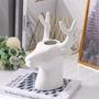 White Deer Head Vase Ceramic Vase, Table Modern Farmhouse Home Decor 