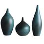 Emerald Green Vases, Matte Teal Ceramic Flower Vases, Living Room Decor, Set Of 3