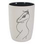 Female Body Flower Ceramic Cup, Minimalist Line Art Silhouette Cup, Matisse Style Gift For Women, Home Decor White Black Gift For Her