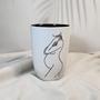 Female Body Flower Ceramic Cup, Minimalist Line Art Silhouette Cup, Matisse Style Gift For Women, Home Decor White Black Gift For Her