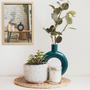 Green Circle Ceramic Vase, Decorative Circle Donut Vase with Hole, Living Room Boho Home Decor