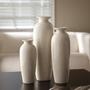 Ivory Ceramic Vases Set Of 3 Boho Farmhouse Home Living Room Decor