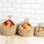 Jute Rope Teardrop Wall Hanging Basket For Kitchen Set Of 3