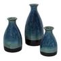 Modern Ceramic Lava Vases Set Of 3 Decorative Vases For Rustic Home Decor Living Room Shelf Farmhouse, Ocean Blue
