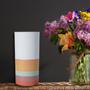 Modern Farmhouse Decorative Ceramic Cylinder Vase, Rainbow Colorful Vase, Room Décor Accents, Rustic Home Décor
