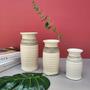 Modern Farmhouse Vase, Set Of 3 White Striped Vases, Decorative White Vase Centerpiece Accent Farmhouse Décor 