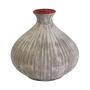 Nordic Style Embossed Ceramic Vase, Minimalist Textured Flower Vase White Black Striped, Big