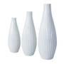 Pleated Ceramic Set Of 3 Vases, White Grooved Bud Vases, Modern Flower Vase, Boho Decoration Home Living Room Kitchen 