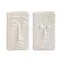 Rectangular Ceramic Vase, Home Decor, Abstract Hand-Sculpted Face Vase Set of 2 Gift For Her