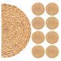 Round Natural Water Hyacinth Placemats Wicker Seagrass Rattan Placemats Non-Slip Weave Mat Pack 8