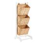 Tiered Wicker Basket Stand Natural Standing Storage Baskets Stand With Set 3 Boho Home Decor