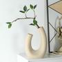 U Shape Ceramic Flower Vase, Home Office Living Room Boho Farmhouse Decor