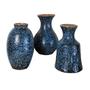 Vintage Ceramic Flower Vase Set Of 3, Rustic Blue Vases Bottle Decorative, Ideal Tabletop Home Decoration 