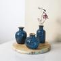 Vintage Ceramic Vase Set Of 3, Rustic Blue Flower Vases Bottle Decorative Vases, Ideal Tabletop Home Decor