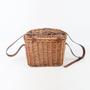 Hand-woven Brown Wicker Basket Backpack Nordic Style Vintage Backpack Picnic With Leather Strap