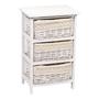 White Wicker Basket Dresser Standing Storage Basket Stand Home Decoration Set Of 3