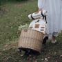 Wicker Basket On Wheels Picnic Basket With Trolley Semicircle Handmade Gift For Him