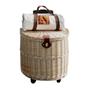 Wicker Basket On Wheels Picnic Basket With Trolley Semicircle Handmade Gift For Him
