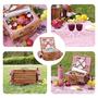 Wicker Basket Picnic Set, Washable Mat, Compartment Natural Wicker Hamper For Camping Outdoor Party Gift For Him