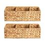 Wicker Basket Storage Shelves 3-Section Wicker Baskets For Organizing Living Room Decor Set Of 2