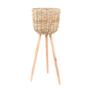 Wicker Rattan Stands Landing Flower Planter Basket with Legs Boho Home Decor Gift For Him